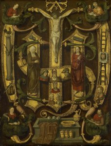 Monogramm Christi kombiniert mit den Leidenswerkzeugen