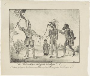 Aufständischer Belgier hält die Niederländer an der Kette, 1830