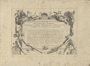 Ornamentale Kartusche mit Widmung an den Maler Francesco Crescenzi von Anonymous