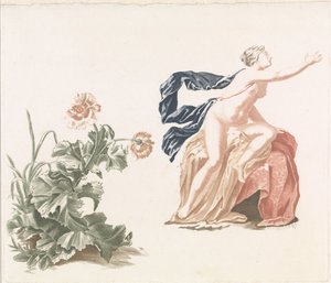 Mohn und nackte Frauenfigur