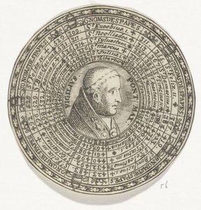 Münze mit dem Porträt von Papst Vigilius und den Namen der Päpste