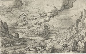Phaëthon fährt in der Sonnenwagen (Serie: Landschaften mit mythologischen und biblischen Darstellungen)
