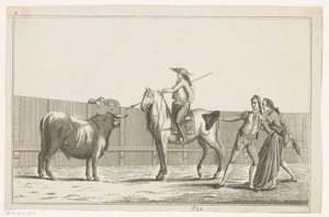 Picador richtet seine Lanze auf einen Stier Coleccion de las principales suertes de una corrida de toros (Serientitel auf dem Objekt) Sammlung der wichtigsten Manöver beim Stierkampf (Serientitel)