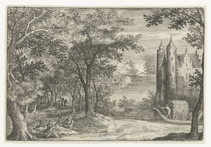 Picknick am Waldrand bei einem Schloss