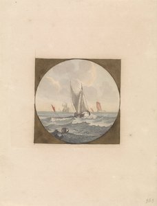 Plattbodenschiff mit weißen Segeln