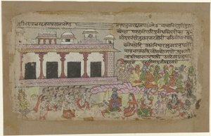 Rama und Sita mit Affenarmee vor dem Palast von Anonymous