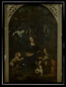 Reproduktion von Leonardo da Vinci, Die Felsgrottenmadonna, Louvre