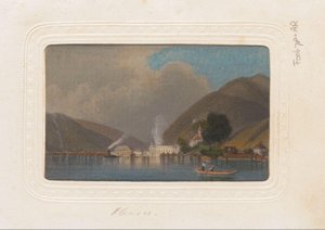 Reproduktion eines Drucks mit einer Ansicht von Ebensee in Österreich