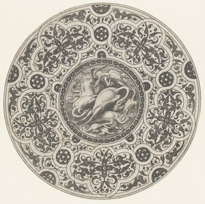 Schale mit Geflügel und Moresken. Entwürfe für Teller (Serie)