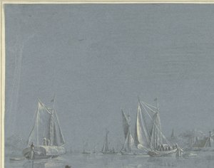 Boote auf dem Wasser, im Vordergrund ein Ruderboot