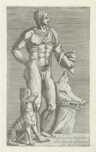 Skulptur von Adonis mit Jagdhund und Kopf eines Wildschweins (Antike Skulpturen in Rom)