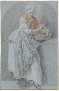 Stehende Frau mit einem Korb