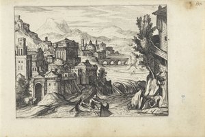 Stadt an einem Fluss