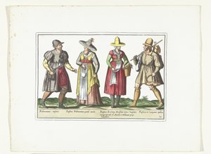 Zwei Bauern und zwei Bäuerinnen in italienischer Tracht, ca. 1580