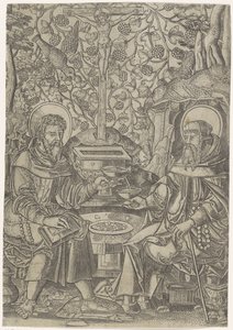 Zwei Heilige bei Christus als Fons Vitae