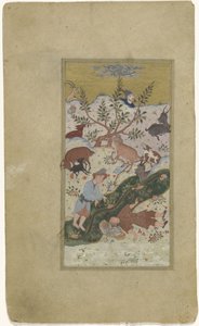 Zwei liegende Figuren in einer arkadischen Landschaft