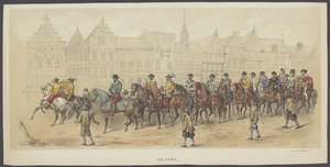 Utrechter Maskerade, Platte a: der Adel, 1856 Die Gründer der niederländischen Freiheit (Zeit von Wilhelm I.) dargestellt von den Mitgliedern des Utrechter Studenten-Corps zur Feier des 220-jährigen Bestehens der Utrechter Hochschule