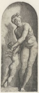 Venus und Amor stehend in einer Nische