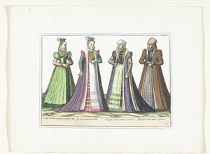 Vier Frauen in deutscher Mode in Augsburg, ca. 1580