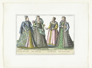 Vier Frauen in italienischer Mode, ca. 1580