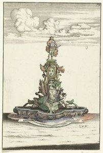 Quadratisches Becken mit halbrunden Ausstülpungen (Architectura Curiosa Nova) von Anonymous