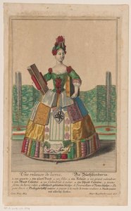 Frau mit einem Kostüm aus Büchern