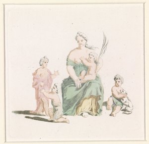 Frau mit Kind auf dem Schoß und Palmzweig in der Hand von Anonymous