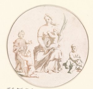 Frau mit Kind auf dem Schoß und Palmzweig in der Hand von Anonymous