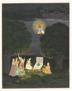 Frauen, die Shiva anbeten, werden durch eine Vision von Krishna unterbrochen