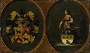 Wappenbrett mit den Wappen des Ehepaares Pieter Courten und Hortensia del Prado, 1625