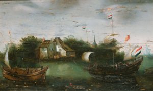 Ein Seeschiff segelt in ein Binnengewässer von Anonymous Anonymous