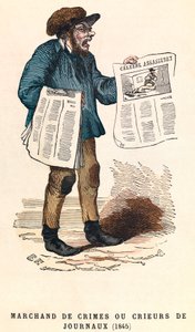 Zeitungsverkäufer in Paris 1845, Gravur von Anonymous Anonymous