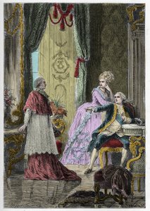 Affäre um die Halskette der Königin (1785-1786): Kardinal Louis René Édouard de Rohan (1734-1803) vor König Ludwig XVI. (1754-1793) und Königin Marie Antoinette (1755-1793) von Anonymous Anonymous