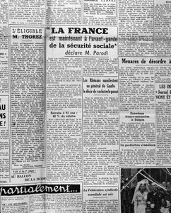 Artikel über soziale Sicherheit: "Frankreich ist jetzt führend in der sozialen Sicherheit, sagt Herr Parodi" 1945