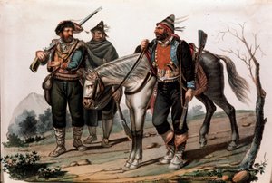 Räuberwesen in Kalabrien, Italien. Gravur des 19. Jahrhunderts, Privatsammlung von Anonymous Anonymous