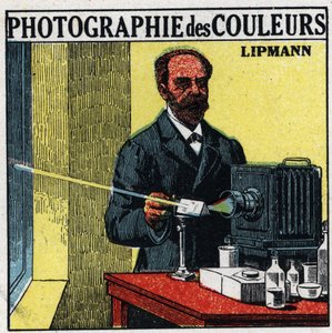 Farbfotografie: das von Gabriel Lippmann (1845-1921) im Jahr 1891 erfundene Verfahren. Anonyme Illustration von 1925. Private Sammlung.