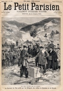 Brauch der Pyrenäen: der Friedenseid der Delegierten der Täler von Baretous und Roncal. In „Le Petit Parisien“ am 23.07.1893