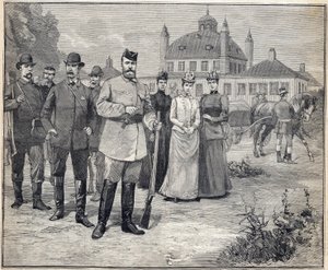 Auf der Jagd: Zar Nikolaus II. von Russland (1868-1918) in Fredensborg, Dänemark. Gravur in Le Petit Parisien 1893 von Anonymous Anonymous