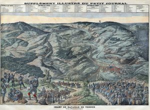 Erster Weltkrieg 1914-1918. Gesamtansicht des Schlachtfeldes von Verdun vom 21. Februar bis 19. Dezember