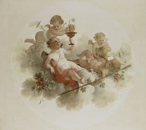 Vier Putti mit Trauben von Anonymous Anonymous