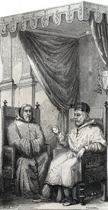 Franz von Paola, Gründer des römisch-katholischen Ordens der Minimiten und Papst Sixtus IV. - Gravur von 1846 in „Lives of the Saints“. Private Sammlung von Anonymous Anonymous