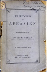 Frontispiz des Buches „Zur Auffassung der Aphasien“ von Sigmund Freud, geschenkt an Jean Martin Charcot (1825-1893) vom Autor