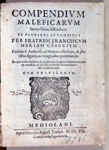 Frontispiz des Compendium maleficarum von Guazzo über Dämonologie und Hexerei (Gravur) von Anonymous Anonymous