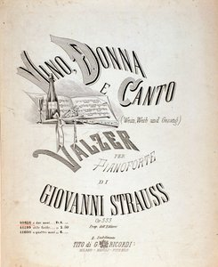 Frontispiz der Partitur von „Wein, Weib und Gesang“ von Johann Strauss von Anonymous Anonymous