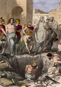 Gallier, die von den Römern begraben wurden - Gravur des 19. Jahrhunderts in „National History illustrated of France from the most remote times to the present day“ 1876 - Private Sammlung von Anonymous Anonymous