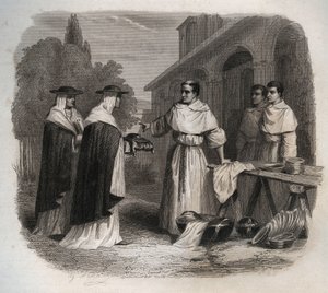 Giovanni da Fidanza, bekannt als Bonaventura (um 1217-1274) (San Bonaventura) erhielt den Kardinalshut. Gravur von 1846 in Lives of the Saints. Private Sammlung von Anonymous Anonymous