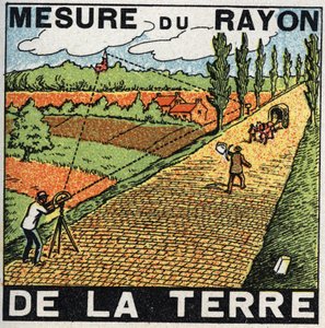 Gravitation: Messung des Erdradius. Anonyme Illustration von 1925. Private Sammlung. von Anonymous Anonymous