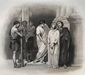 Heilige Victoria, erlitt das Martyrium in Karthago mit dem Heiligen Saturnin im Jahr 304. Gravur von 1846 in „Lives of the saints“. Private Sammlung. von Anonymous Anonymous