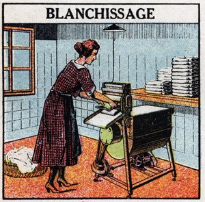 Haushaltsanwendungen der Elektrizität: Kalken. Anonyme Illustration von 1925. Private Sammlung.
