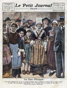 Huelgoat feiert in traditioneller bretonischer Tracht anlässlich einer Initiative zur Wiederbelebung regionaler Bräuche. Illustration aus „Le petit journal illustré“ vom 09.10.1921. Private Sammlung von Anonymous Anonymous
